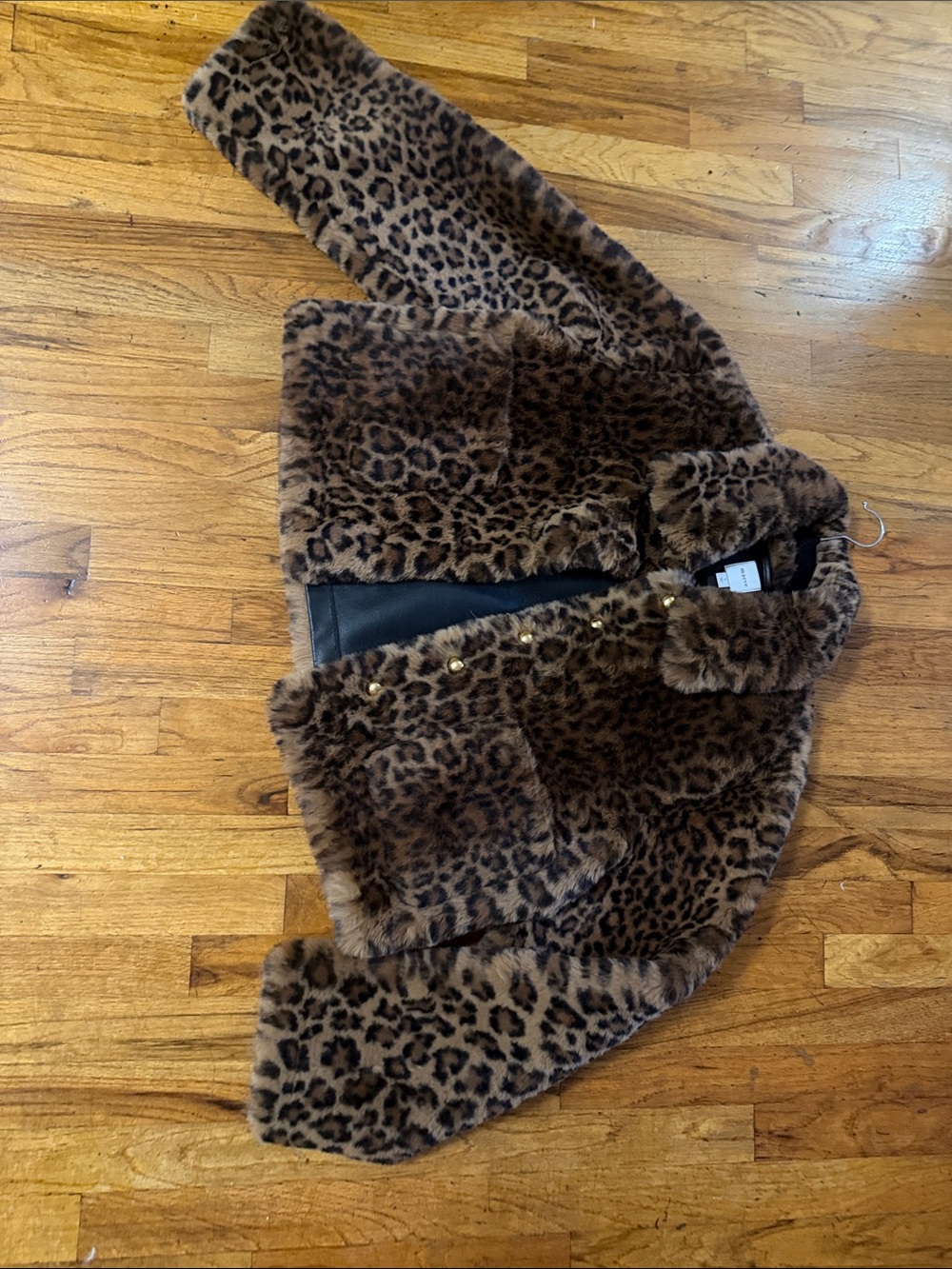 WomenLeopard Print Faux Fur Jacket - Brown